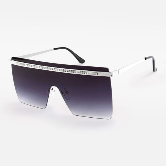 iFashionBox Other - Silver Rhinestone Crystal Edge Black Sunglasses Fashion Statement Accessory